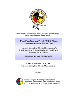 First Nations Views on Their Health and Health Care
