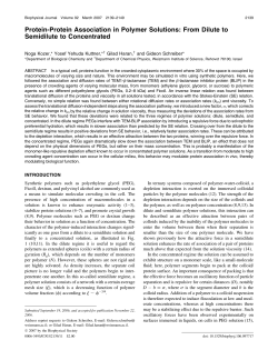 Protein-Protein Association in Polymer Solutions: From Dilute to