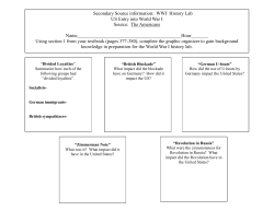 Secondary Source information: WWI History Lab US Entry into World