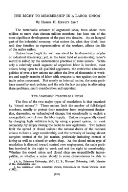 Right to Membership in a Labor Union