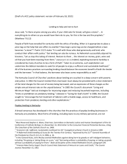 KCC Statement about Payday Lending