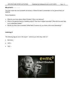 Focus Questions What do you know about Albert Einstein? Why is