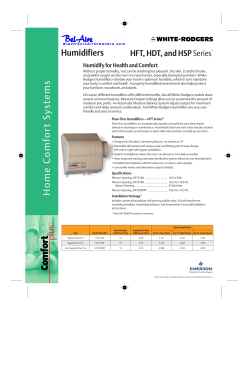 Humidifiers HFT, HDT, And HSP Series - Bel
