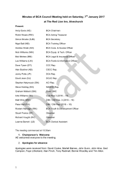 Minutes of BCA Council Meeting held on Saturday, 7th January 2017