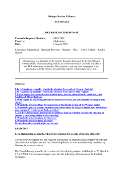 Afghanistan &ndash; Bamiyan Province &ndash; Hazaras &ndash; Shia &ndash; Hezb