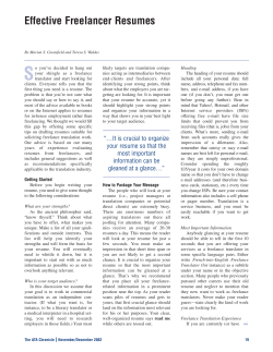 Effective Freelancer Resumes - American Translators Association