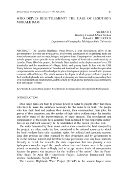 who drives resettlement? the case of lesotho`s mohale dam