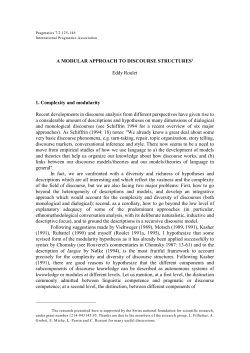 A MODULAR APPROACH TO DISCOURSE