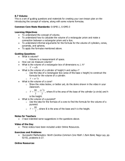 8.7 Some Volume Formulas