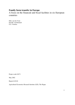 Family farm transfer in Europe A focus on the financial and fiscal