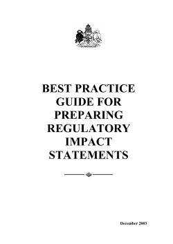 Best Practice Guide for preparing Regulatory Impact Statements