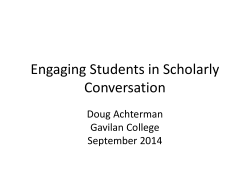 Engaging Students in Scholarly Conversation