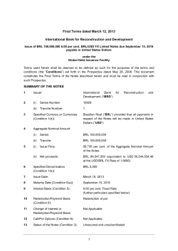 Final Terms dated March 12, 2013 International Bank for
