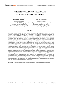 The Identical Poetic Mission and Vision of Whitman and Nazrul
