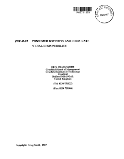 swp 42/87 consumer boycotts and corporate social responsibility