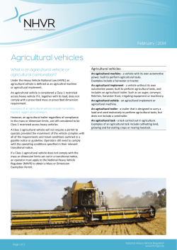 Agricultural vehicles - National Heavy Vehicle Regulator
