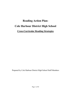 Reading Action Plan: Cole Harbour District High School