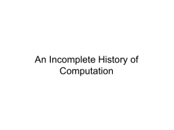 An Incomplete History of Computation
