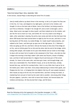 Practice exam paper – texts about fire