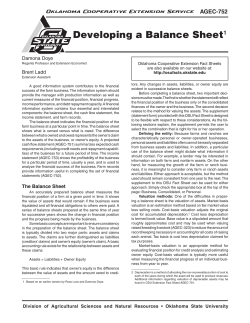 Developing a Balance Sheet1 - OSU Fact Sheets