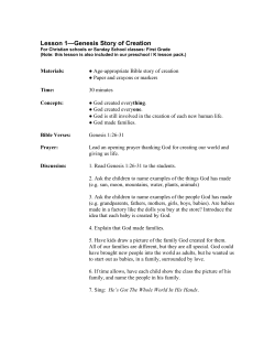 Lesson 1&mdash;Genesis Story of Creation