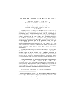 The New and Evolving Texas Margin Tax, Part I