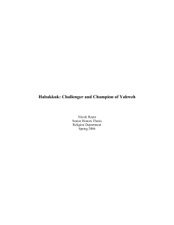 Habakkuk: Challenger and Champion of Yahweh