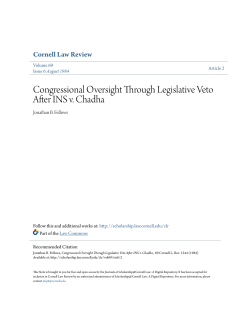 Congressional Oversight Through Legislative Veto After INS v