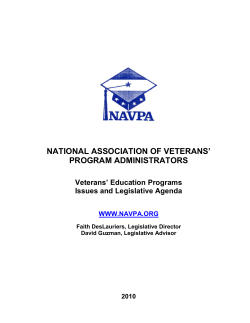 2010 Veterans` Education Programs Issues and Legislative Agenda
