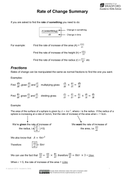 Rate of Change Summary