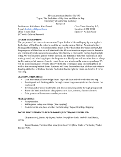 African American Studies 98/198 Tupac, The Evolution of