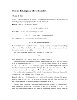 Module 2: Language of Mathematics