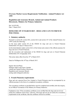 OMAR - Dogs and cats to French Polynesia