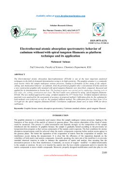 Electrothermal atomic absorption spectrometry behavior of cadmium
