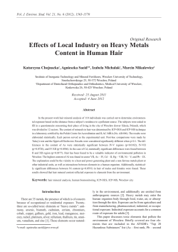 Effects of Local Industry on Heavy Metals Content in Human Hair