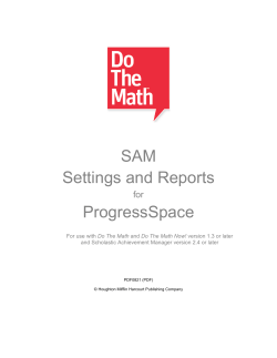 SAM Settings and Reports ProgressSpace