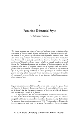 Luce Irigaray`s Phenomenology of Feminine Being