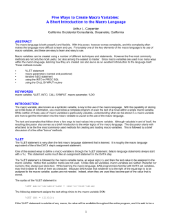 Five Ways to Create Macro Variables