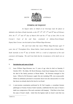 Finding of Inquest - Jason William Hugo-Horsman