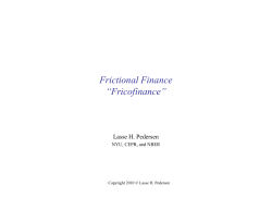 Frictional Finance &ldquo;Fricofinance&rdquo;