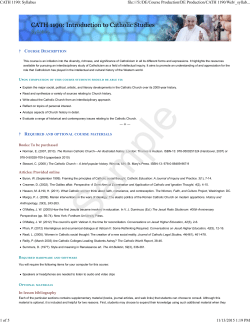 CATH 1190: Syllabus - University of Manitoba