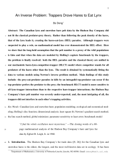 An Inverse Problem: Trappers Drove Hares to Eat Lynx