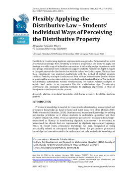 Flexibly Applying the Distributive Law &ndash; Students` Individual Ways of
