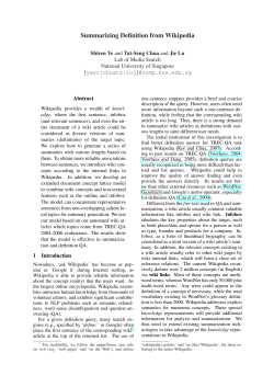 Summarizing Definition from Wikipedia - Lab for Media Search