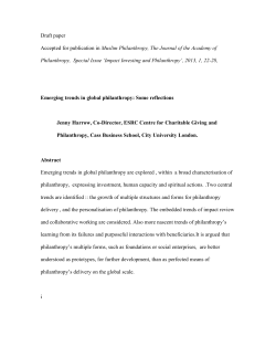 Emerging trends in philanthropy: Some reflections