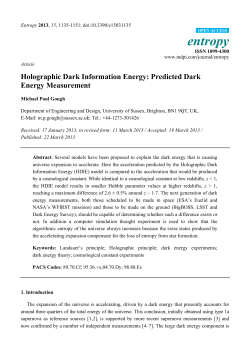 Holographic Dark Information Energy: Predicted Dark