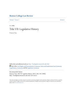 Title VII: Legislative History - Digital Commons @ Boston College