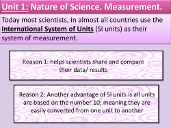 Unit 1: Nature of Science. Measurement.