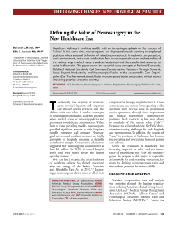 Defining the Value of Neurosurgery in the New Healthcare Era