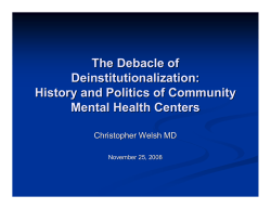 History and Politics of Community Mental Health Centers